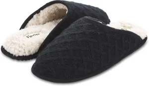 Floopi Slippers for Women Kelly Indoor Outdoor Plaid Faux Sherpa Fur Lined Scuff Slipper W/Memory Foam