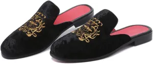 FLQL Men's Leather Scuff Slippers Velvet Slip On Loafers Fashion Backless Mule Clogs Anti-Slip Sandals Slides for Men and Women Designer Size 7-13
