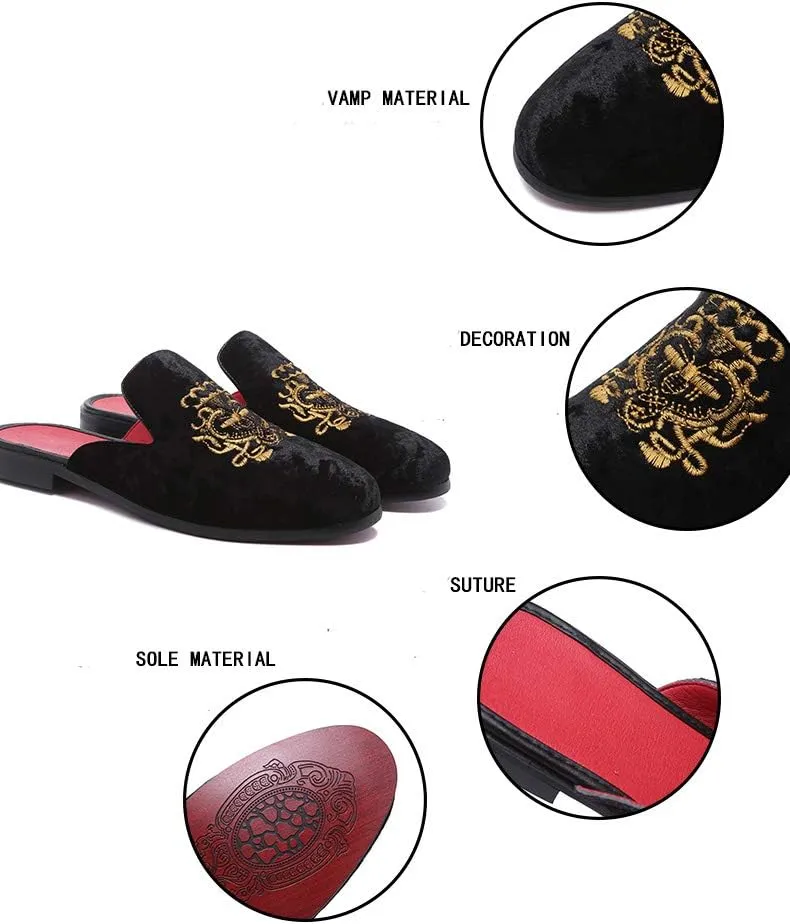 FLQL Men's Leather Scuff Slippers Velvet Slip On Loafers Fashion Backless Mule Clogs Anti-Slip Sandals Slides for Men and Women Designer Size 7-13