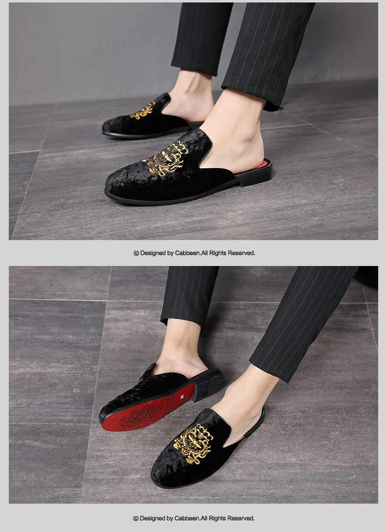 FLQL Men's Leather Scuff Slippers Velvet Slip On Loafers Fashion Backless Mule Clogs Anti-Slip Sandals Slides for Men and Women Designer Size 7-13