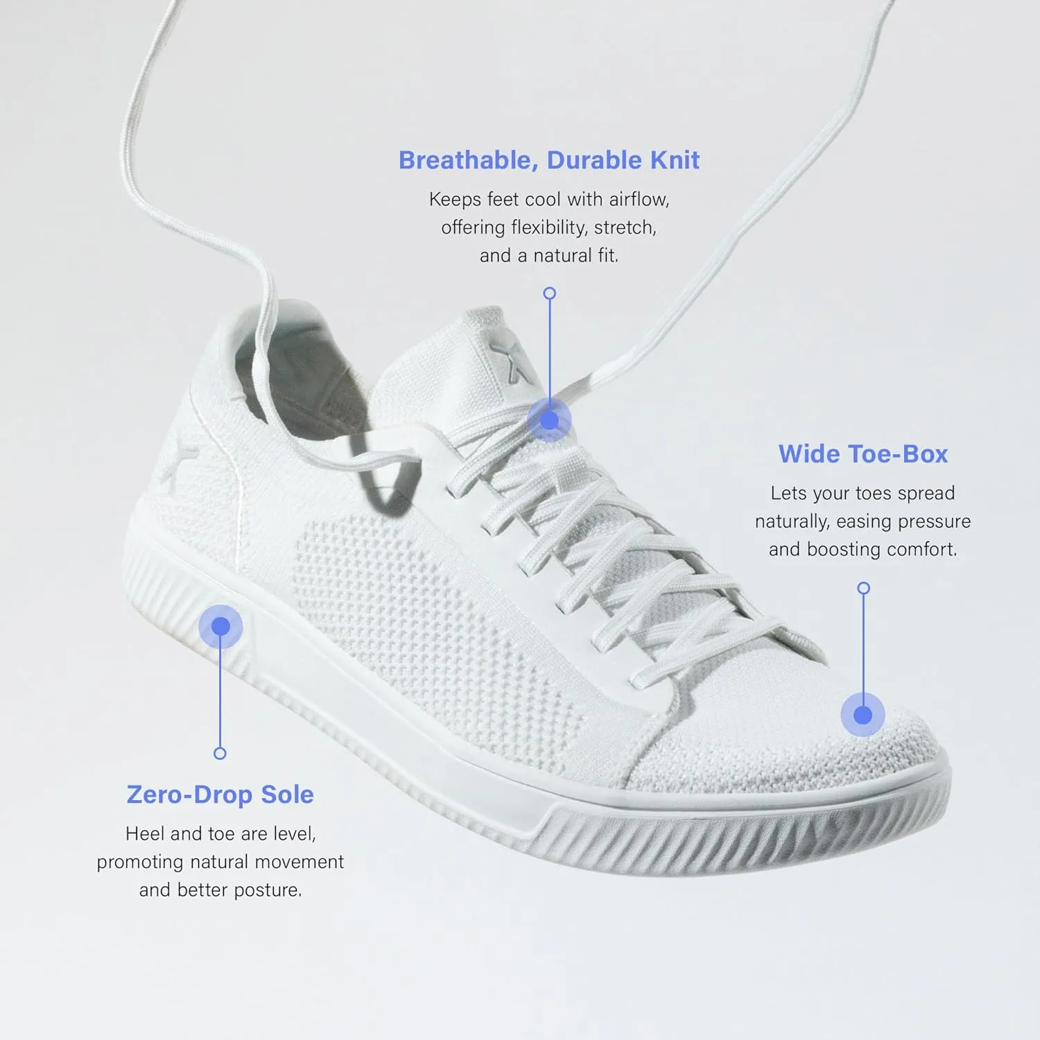 FLUX FOOTWEAR Adapt Knit Trainer – Wide Toe Box Shoe with Earth-Link Grounding, Zero-Drop Sole, Breathable Knit Upper & Machine Washable – Perfect for Daily Wear & Light Training