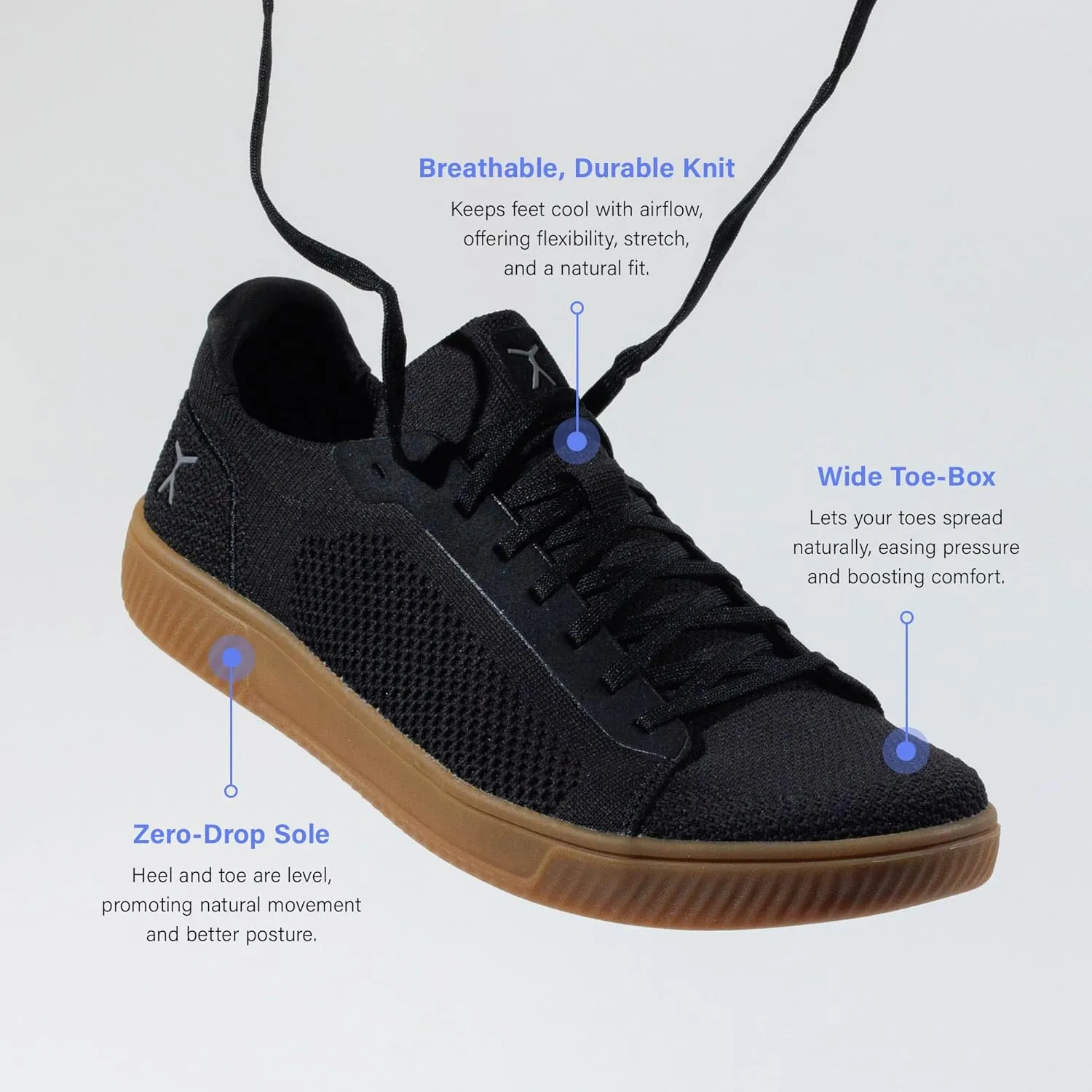 FLUX FOOTWEAR Adapt Knit Trainer – Wide Toe Box Shoe with Earth-Link Grounding, Zero-Drop Sole, Breathable Knit Upper & Machine Washable – Perfect for Daily Wear & Light Training