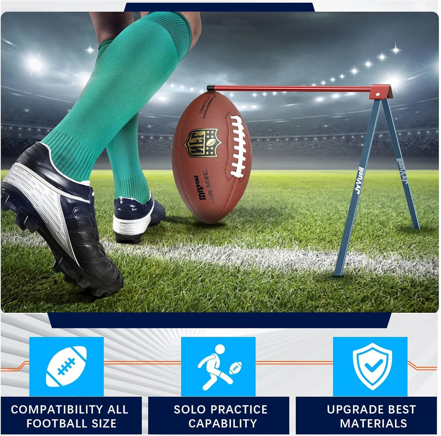 Football Kicking Holder Tee, Metals - Field Goal Kickoff Training Practice Stand Equipment Compatible with All Football Size, Kick Goal Posts Gear Accessories for Adult & Youth