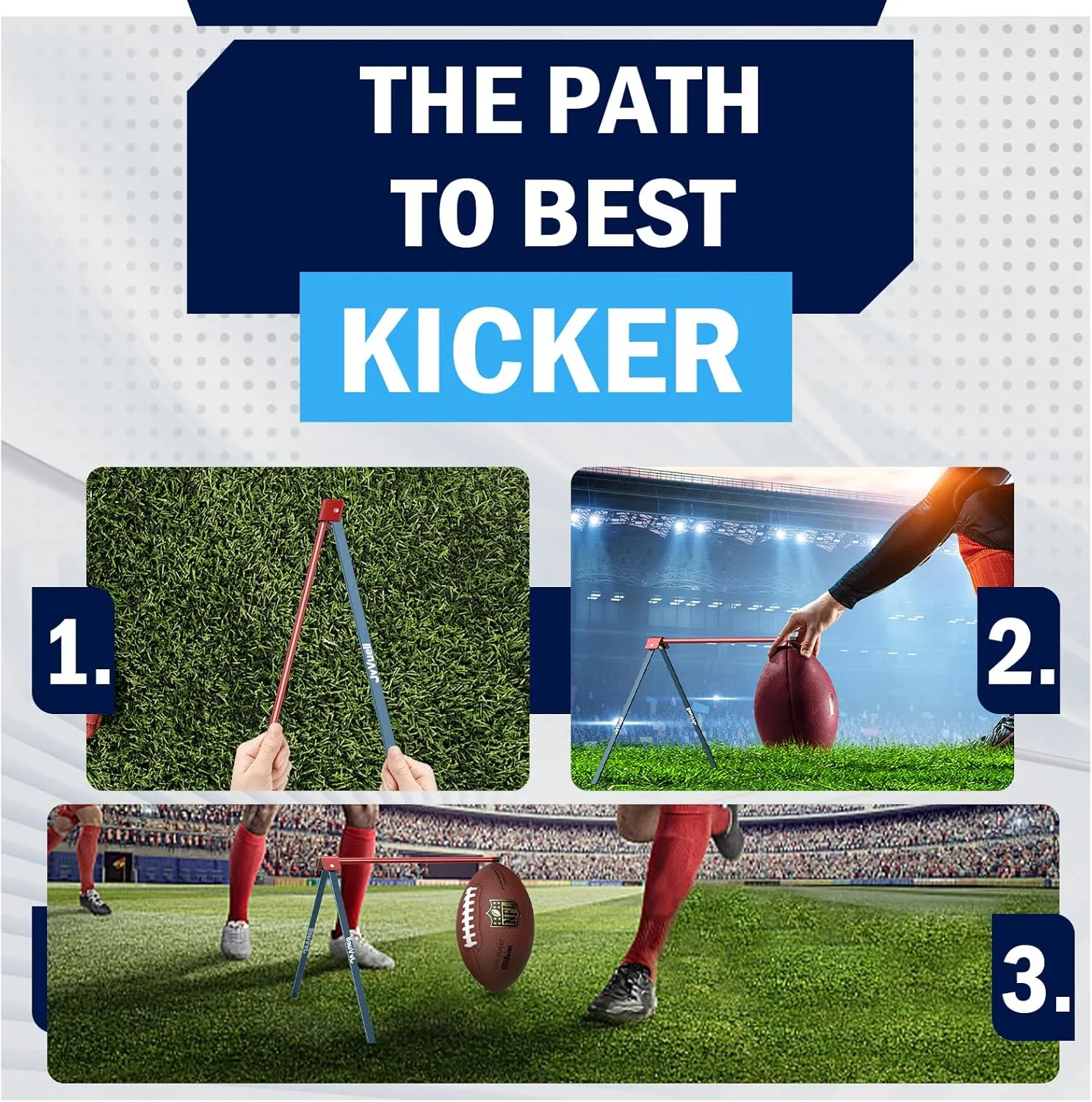 Football Kicking Holder Tee, Metals - Field Goal Kickoff Training Practice Stand Equipment Compatible with All Football Size, Kick Goal Posts Gear Accessories for Adult & Youth