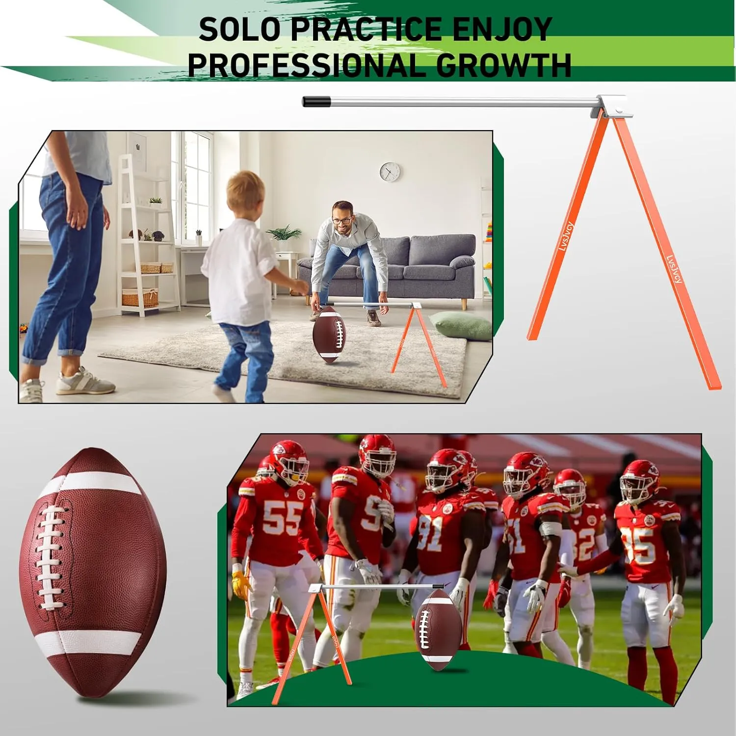 Football Kicking Tee Stand, Premium Field Goal Kickoff Holder Equipment, Professional Kick Goal Posts Gear Compatible with All Football Size, Football Trainer Practice Accessories Gifts