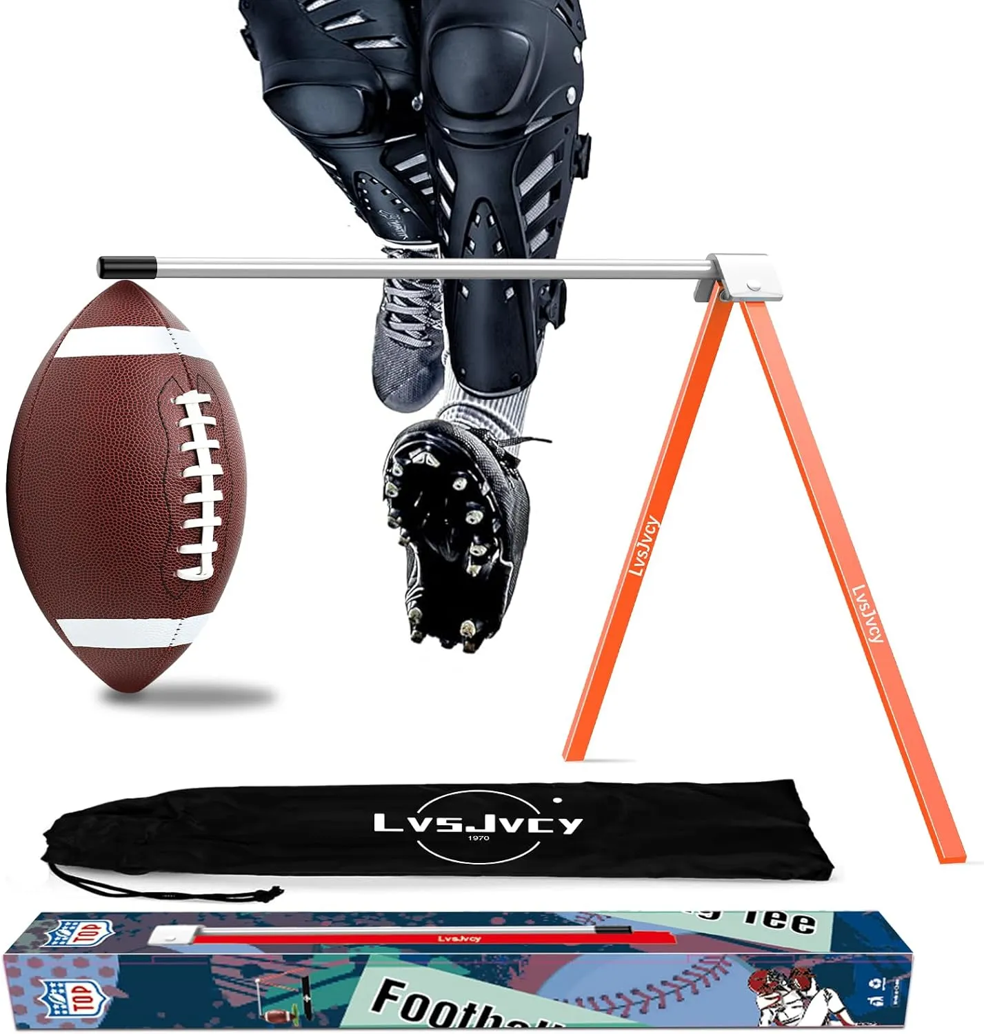 Football Kicking Tee Stand, Premium Field Goal Kickoff Holder Equipment, Professional Kick Goal Posts Gear Compatible with All Football Size, Football Trainer Practice Accessories Gifts