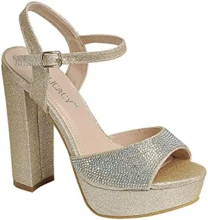 Forever Women Ankle Strap Open Toe Chunky Platform Dress High Heel Sandal