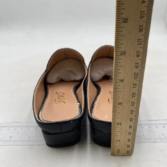 FOWT Black Women Luxury Leather Mule Square Toe Loafer Chunky Heel Backless Mule