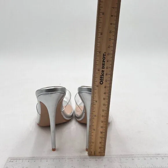 FOWT Clear PVC Mule Open Toe Transparent Slippers High Heel Outdoor Sandals