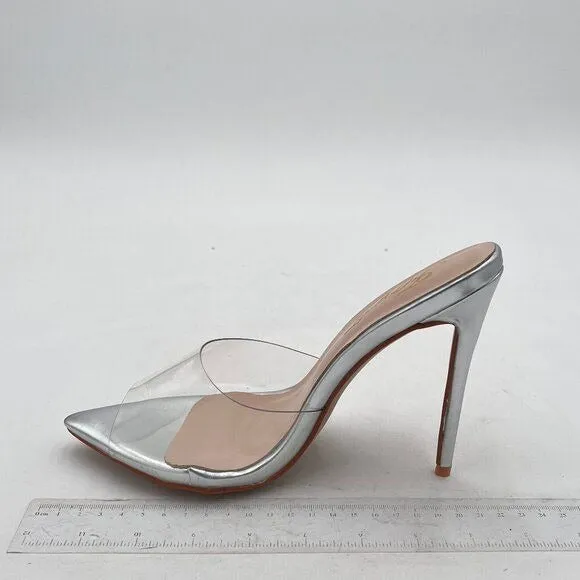 FOWT Clear PVC Mule Open Toe Transparent Slippers High Heel Outdoor Sandals