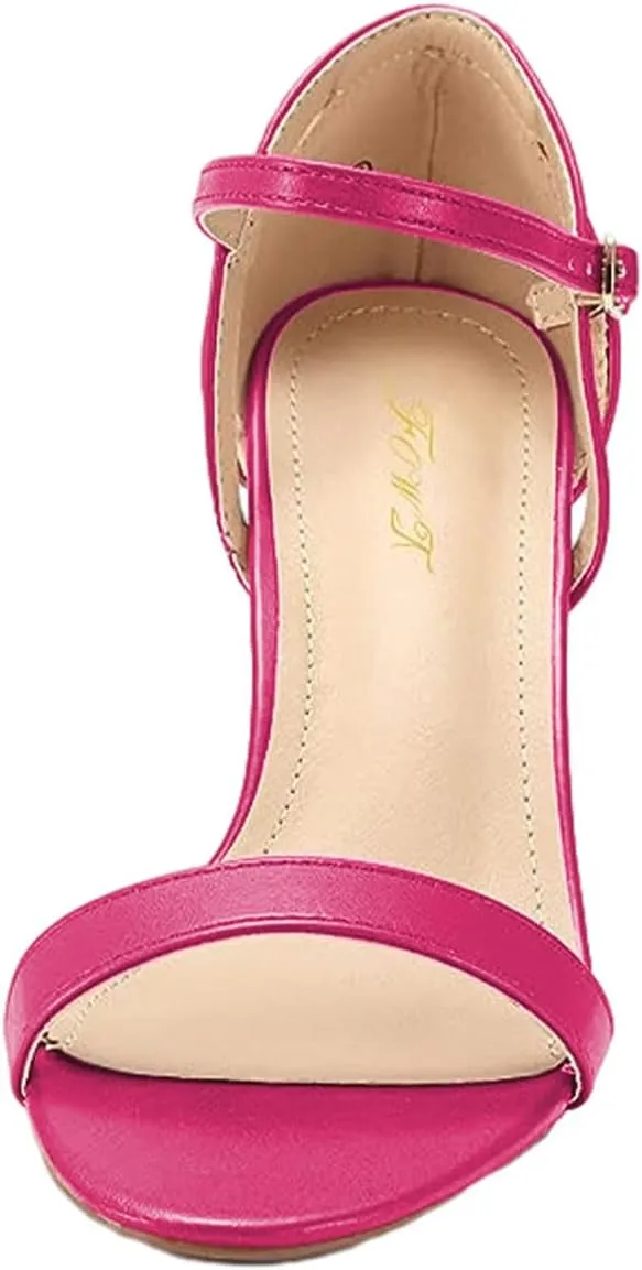 FOWT Women Classic Open Toe Heeled Sandals Ankle Strap Comfortable Kitten Low Heels Party Dress Summer Shoes Size 4-15 US