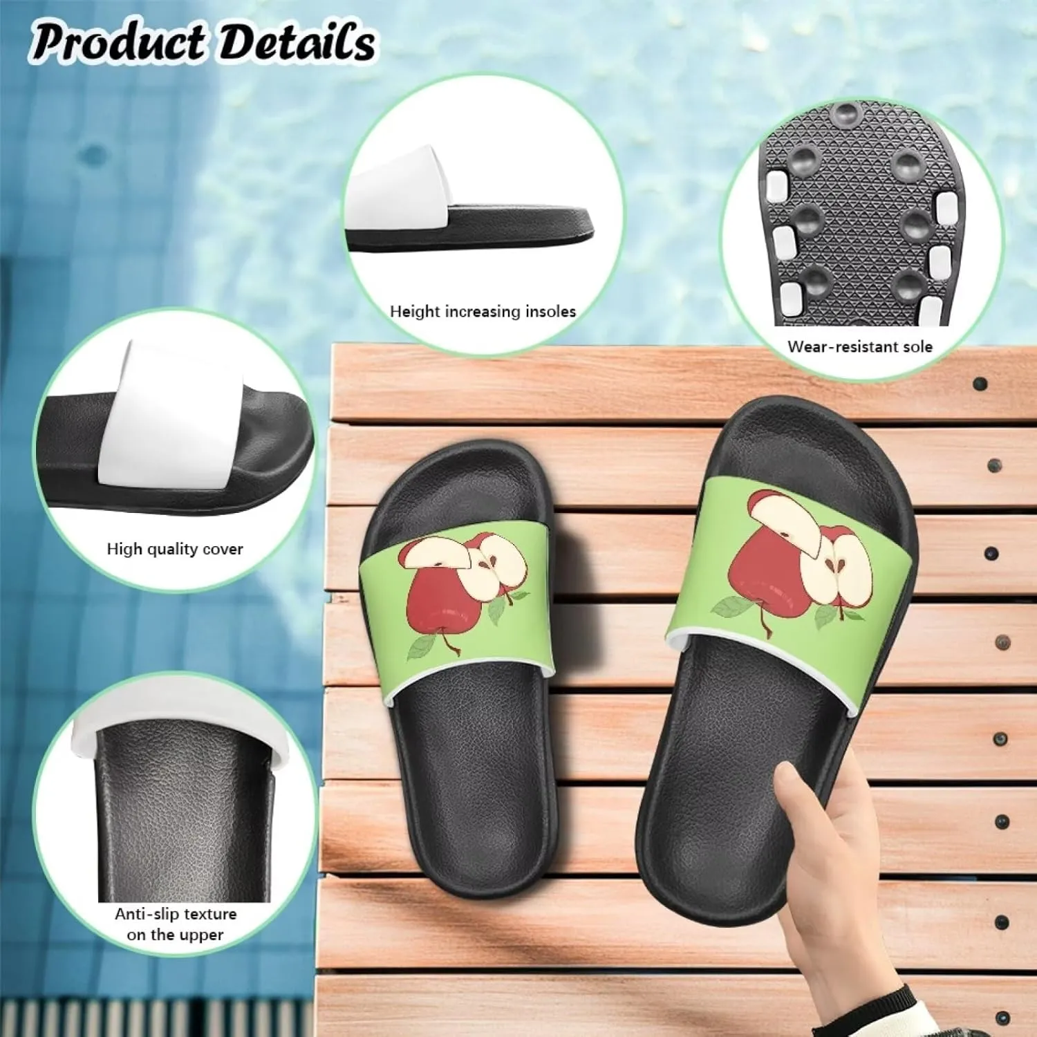 Fruit Design Kids Shower Slippers Anti Slip Water Shoes Summer Comfort Cushion Footbed Flats House Slipper