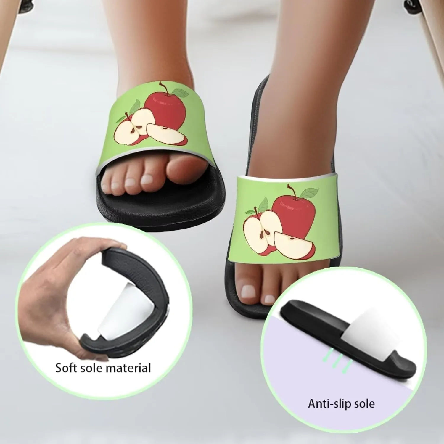 Fruit Design Kids Shower Slippers Anti Slip Water Shoes Summer Comfort Cushion Footbed Flats House Slipper