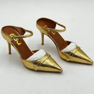 FSJ Gold Sexy Stiletto High Heels Mule Rhinestones Strappy Slide Pumps