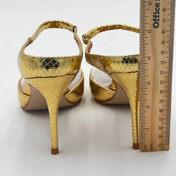 FSJ Gold Sexy Stiletto High Heels Mule Rhinestones Strappy Slide Pumps