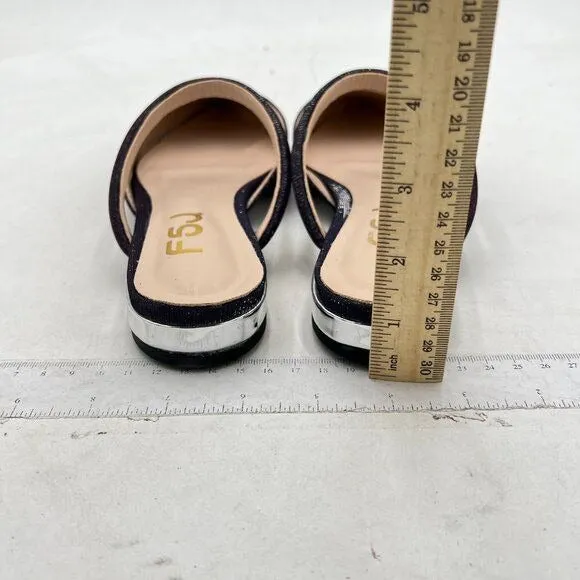 FSJ Purple Pointed Toe Mule Rhinestone Strap Chunky Heels Slide Sandals