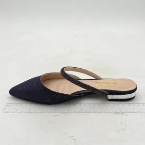 FSJ Purple Pointed Toe Mule Rhinestone Strap Chunky Heels Slide Sandals