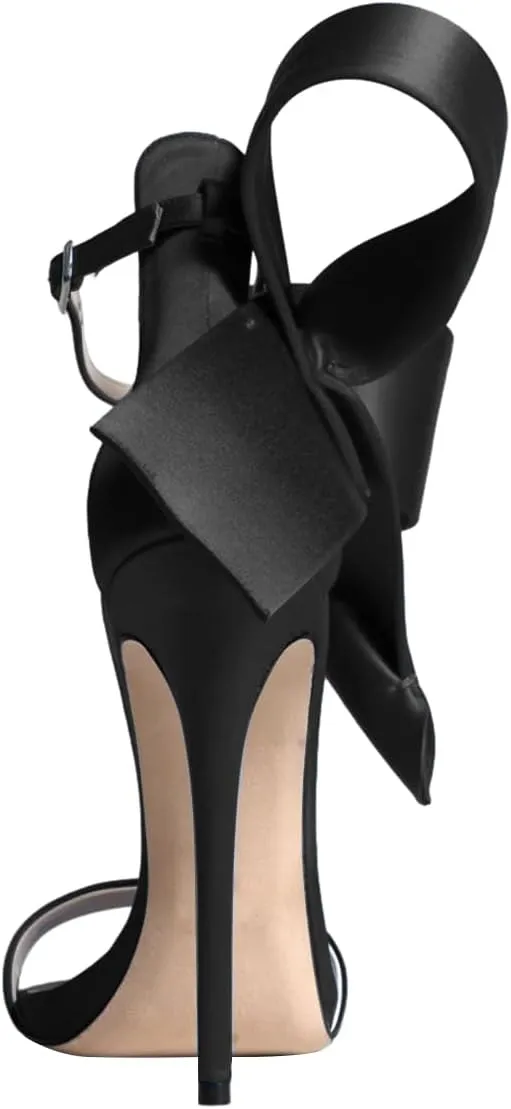 FSJ Women Bowknot Pumps D'Orsay Open Toe Ankle Strap Stiletto High Heel Sandal Wedding Party Dress Shoes Size 4-16 US