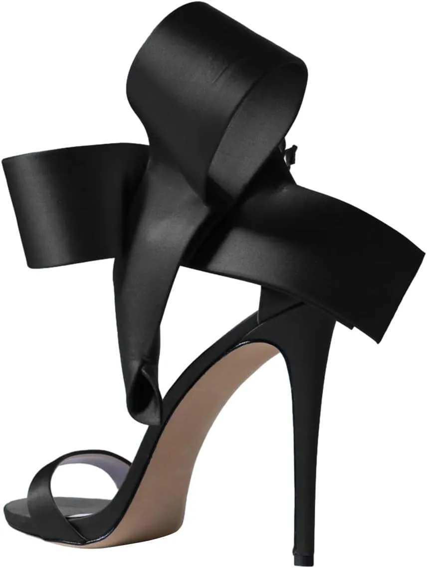 FSJ Women Bowknot Pumps D'Orsay Open Toe Ankle Strap Stiletto High Heel Sandal Wedding Party Dress Shoes Size 4-16 US
