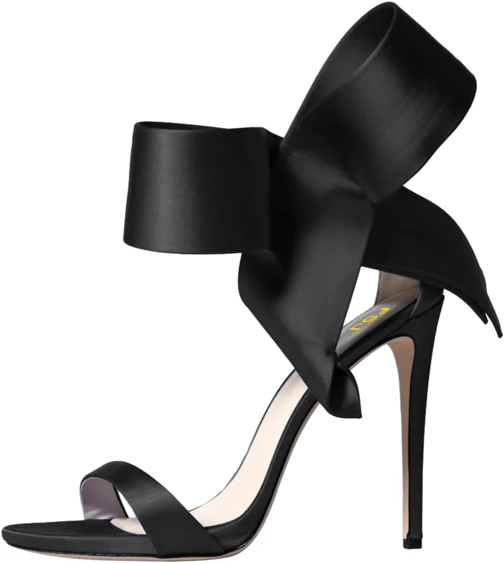 FSJ Women Bowknot Pumps D'Orsay Open Toe Ankle Strap Stiletto High Heel Sandal Wedding Party Dress Shoes Size 4-16 US