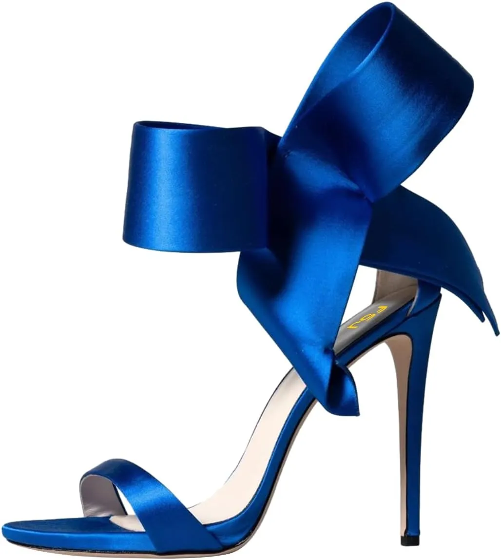 FSJ Women Bowknot Pumps D'Orsay Open Toe Ankle Strap Stiletto High Heel Sandal Wedding Party Dress Shoes Size 4-16 US