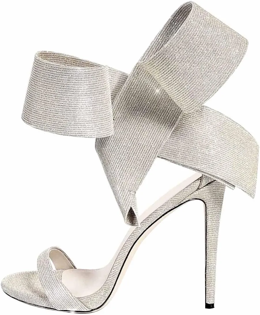 FSJ Women Bowknot Pumps D'Orsay Open Toe Ankle Strap Stiletto High Heel Sandal Wedding Party Dress Shoes Size 4-16 US