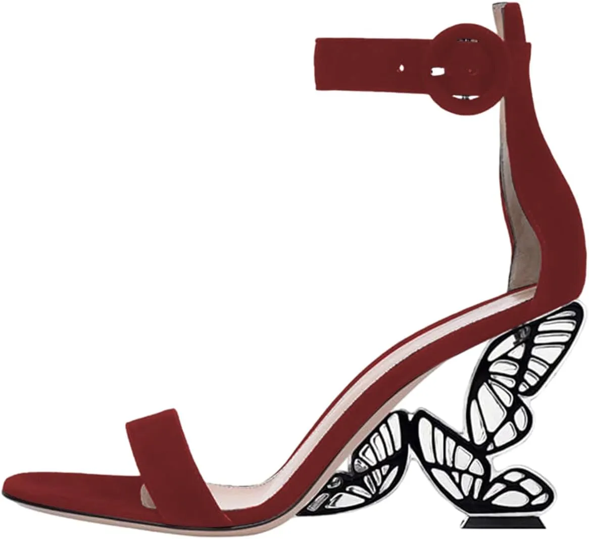 FSJ Women Dressy Open Toe Ankle Strap Butterfly High Heel Sandal Strappy Date Cocktail Nightclub Pumps Shoes Size 4-16 US