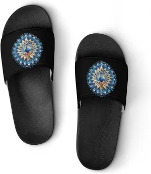 Funny Peacock Art Slippers for Women Men Anti-Slip Shower Slides Open Toe Slippers for Home Outdoor Beach