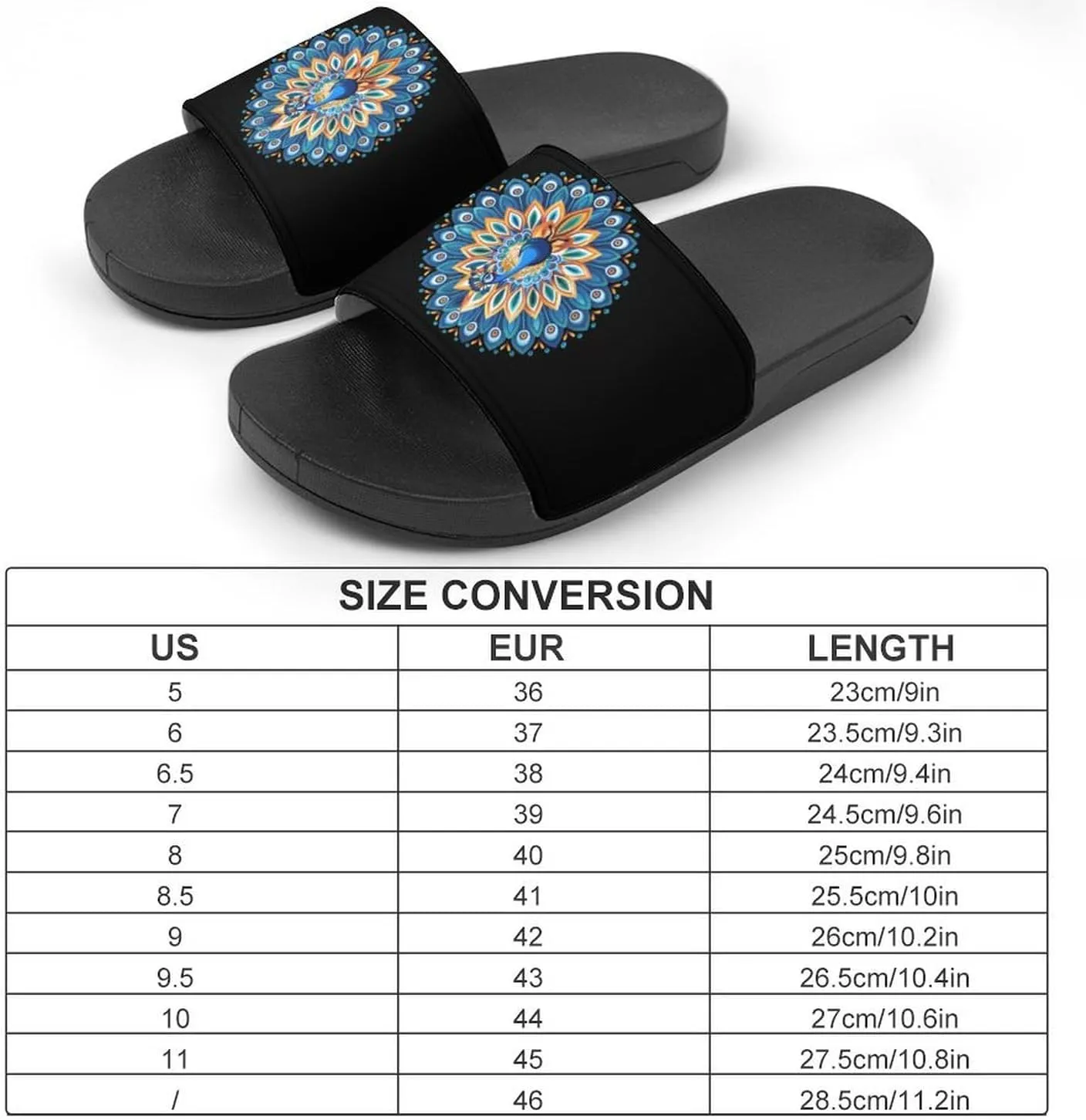 Funny Peacock Art Slippers for Women Men Anti-Slip Shower Slides Open Toe Slippers for Home Outdoor Beach