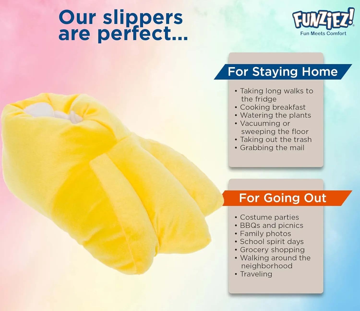 Funziez! Duck Feet Slippers - Plush Novelty Animal Costume House Shoes w/Comfort Foam