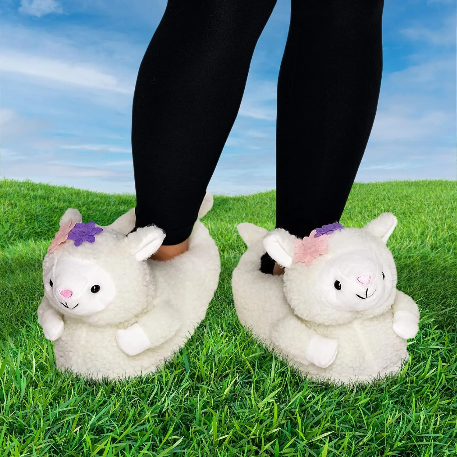 Funziez! Fuzzy Animal Slippers Womens & Mens, Funny Indoor House Shoes, Cute Stocking Stuffer Gift Holiday Christmas Hanukkah