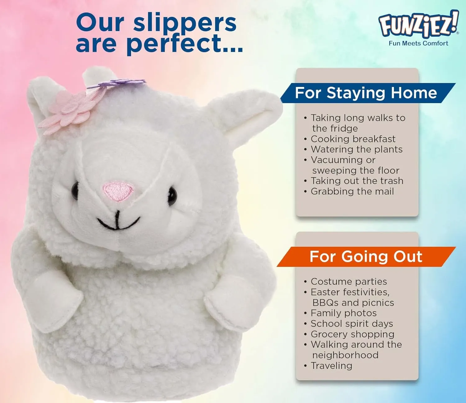 Funziez! Fuzzy Animal Slippers Womens & Mens, Funny Indoor House Shoes, Cute Stocking Stuffer Gift Holiday Christmas Hanukkah