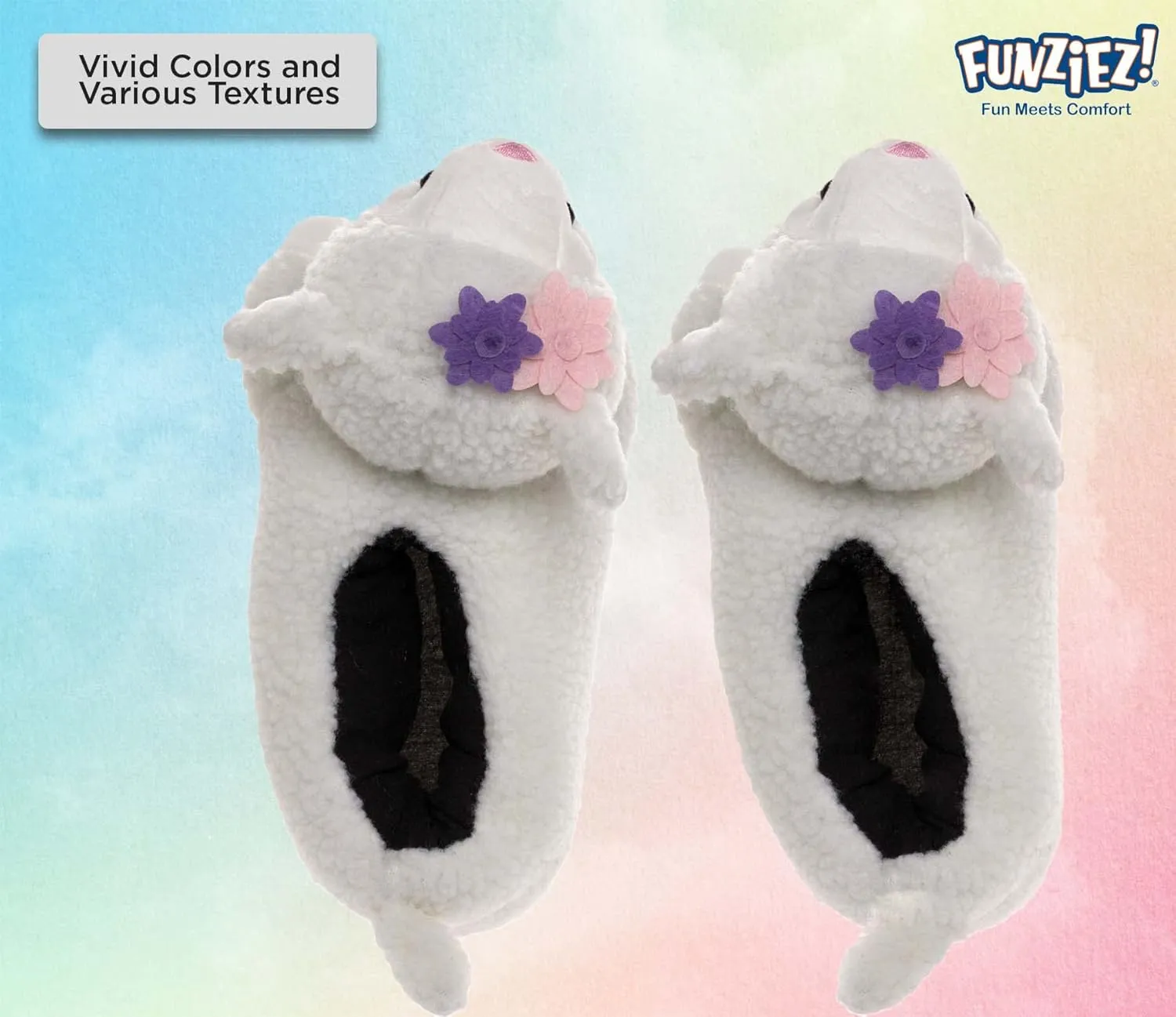 Funziez! Fuzzy Animal Slippers Womens & Mens, Funny Indoor House Shoes, Cute Stocking Stuffer Gift Holiday Christmas Hanukkah