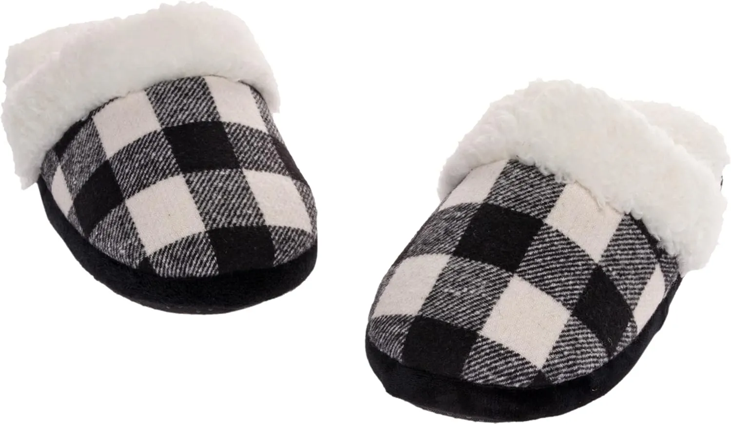 Fuzzy Buffalo Plaid Slippers for Women & Men, Sherpa House Shoes for Indoor & Outdoor, Fluffy Slides, Slide On Cute Novelty