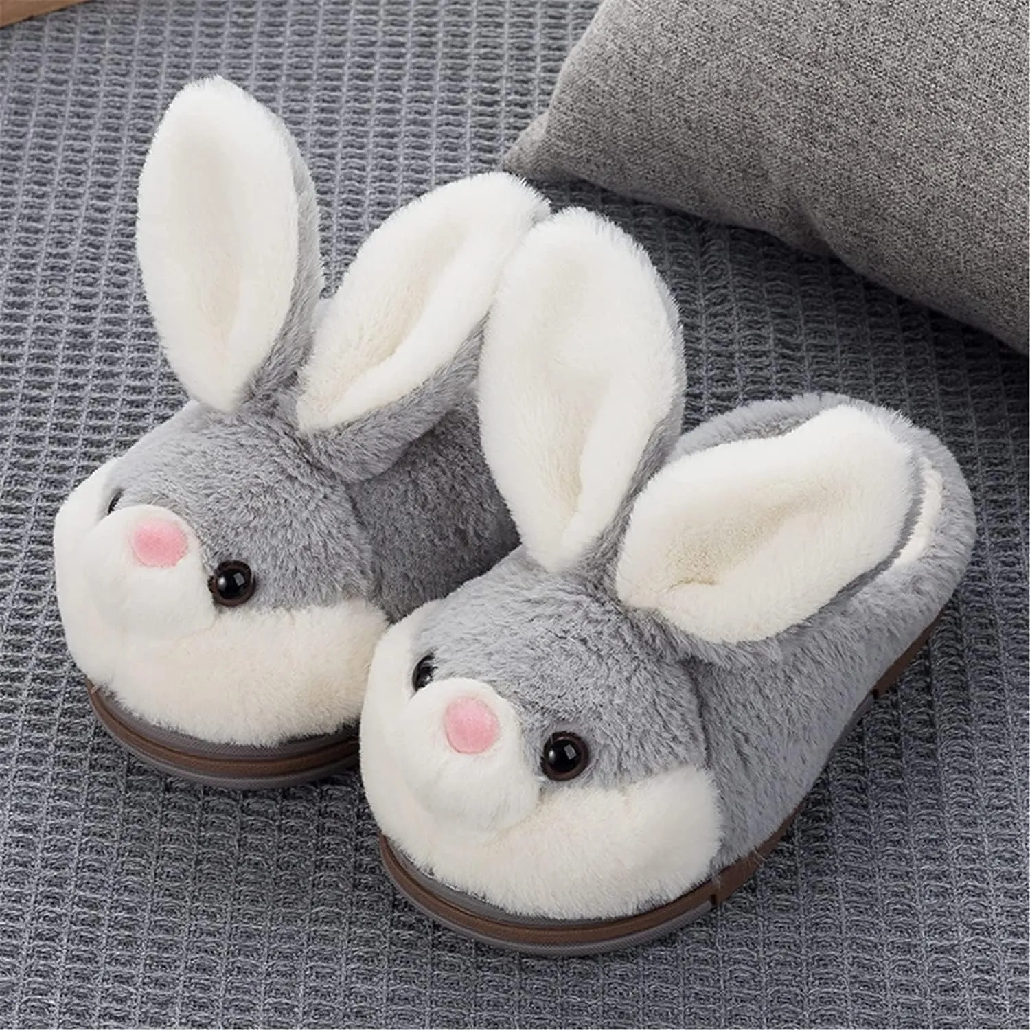 Fuzzy Bunny Slippers for Girls Warm Winter Slippers Women Home Slippers Plush Animal Slippers Pink Slippers