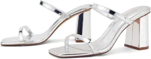 GENSHUO High Chunky Heels for Women Fashion Comfort Slip on Square Open Toe Block Heel Sandals Two Strap Backless Mules