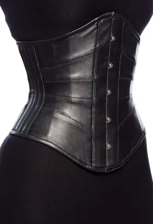 Genuine Leather Corset Women's Underbust Waist Trainer Heavy Duty Side Steel Boned Corset