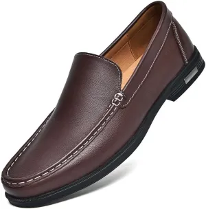Genuine Leather Men Loafers Slip on Business Casual Leather Shoes Classic Soft Moccasins Breathable Men Flats Soft Driving Shoes
