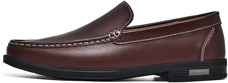 Genuine Leather Men Loafers Slip on Business Casual Leather Shoes Classic Soft Moccasins Breathable Men Flats Soft Driving Shoes