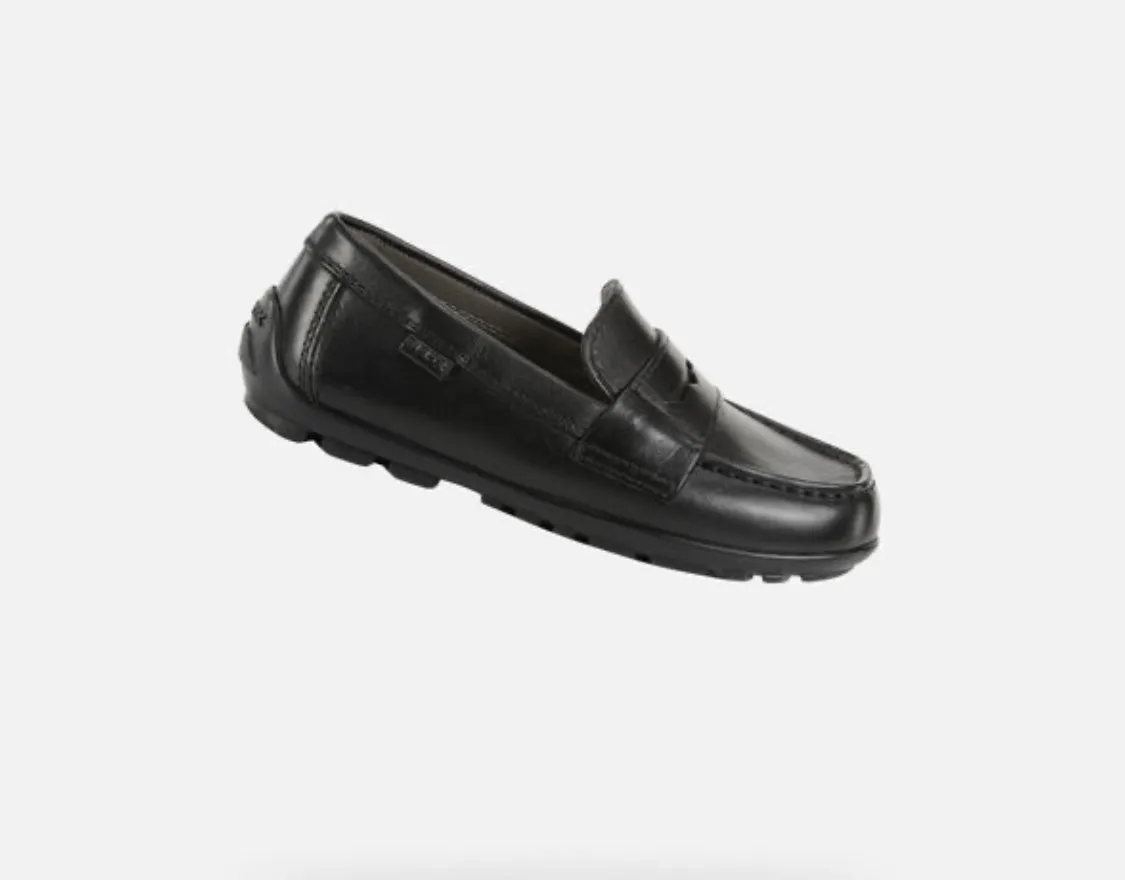 GEOX NEW FAST J746CA BOYS PENNY LOAFER BLACK
