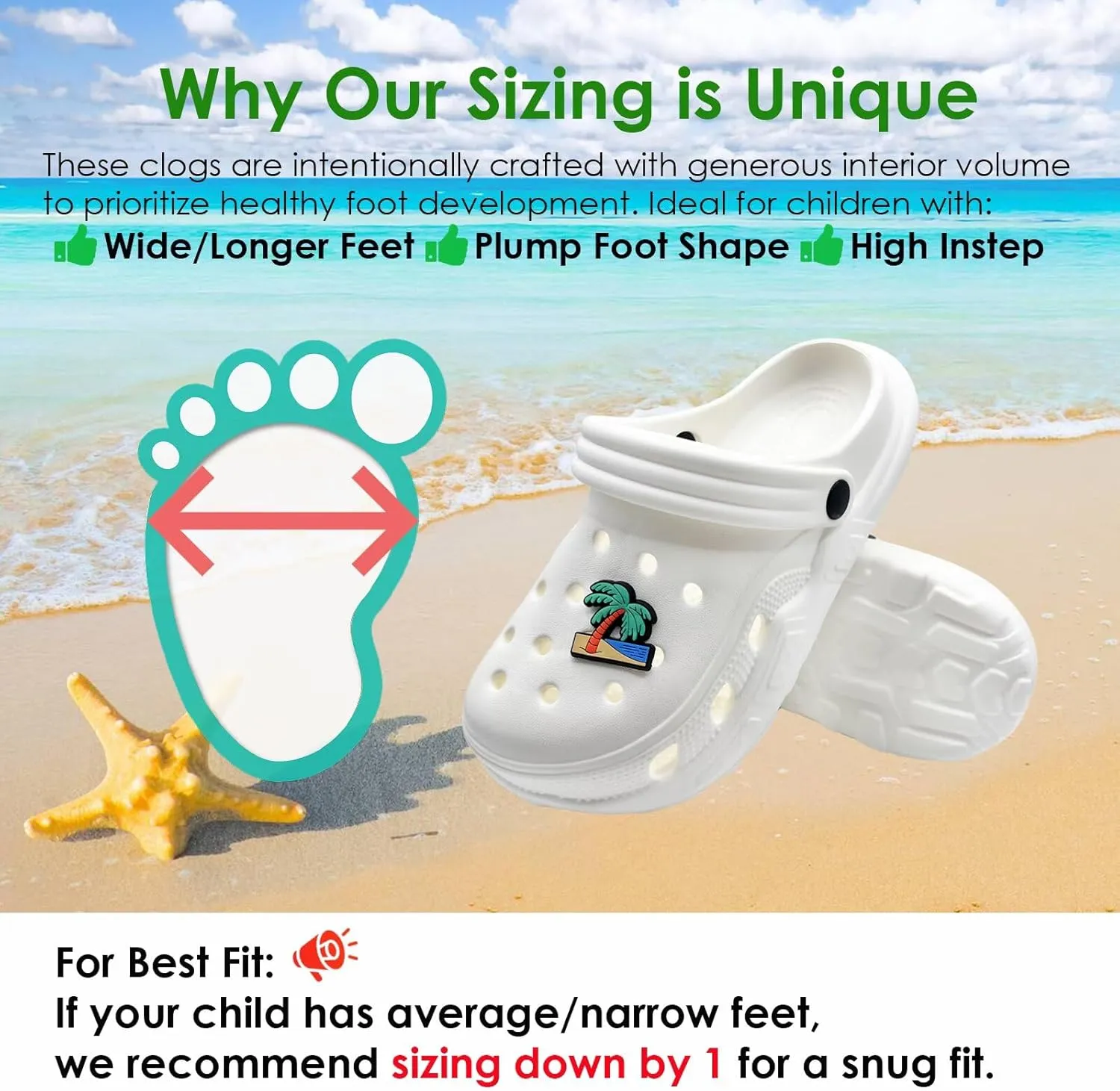 Girls Durable Roomy Sandals Little Big Kids Luminous Slip on Clogs Boys Children Pool Water Garden Swim Beach Slipper (Runs 1 Size Large)