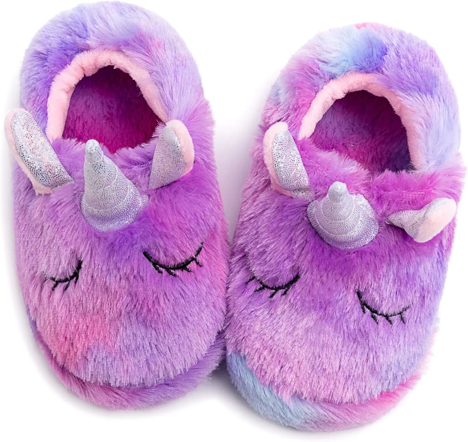 Girls Family Unicorn Slippers Cute Fluffy Anti-Slip Indoor Home Slippers Household Winter Warm Slippers