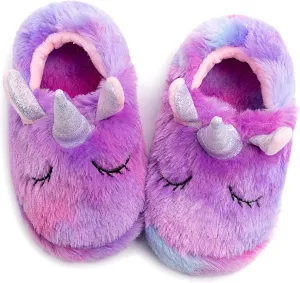Girls Family Unicorn Slippers Cute Fluffy Anti-Slip Indoor Home Slippers Household Winter Warm Slippers