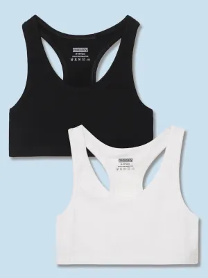 GIRLS RACER BACK TRAINER BRA, BLACK/WHITE
