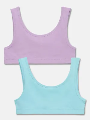 GIRLS TRAINER BRA, LAVENDER/BLUE