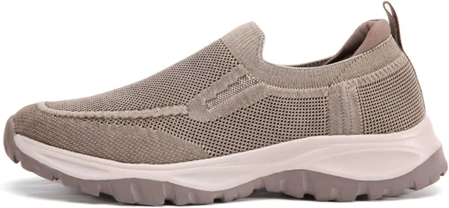 Go Tour Men's Walking Shoes - Casual Washed Knit Loafer Comfortable Slip On Athletic Sneakers