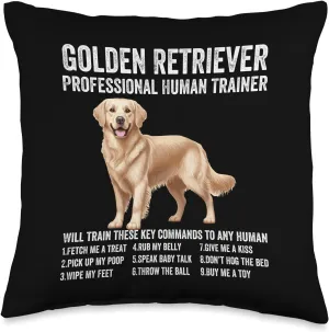 Golden Retriever Professional Human Trainer Funny Dog Lover Throw Pillow