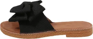 GORGLITTER Women's Bow Knot Flat Sandals Open Toe Slip On Slide Slipper Single Band Flats