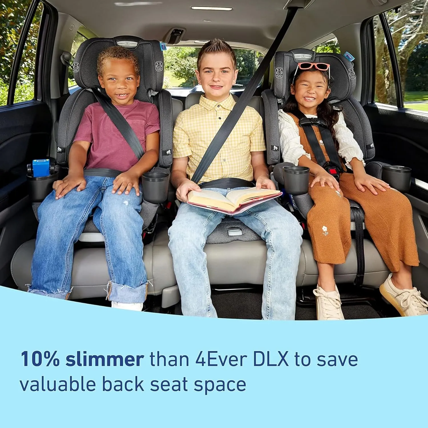 Graco 4Ever DLX Grad 5-in-1 Car Seat, Harrison Infant, Toddler, Booster, Convertible Car Seat, Features Slim Fit and Removable Seat Belt Trainer