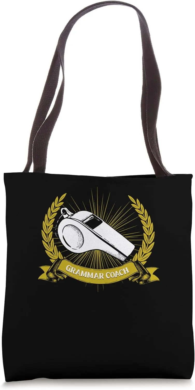 Grammar Coach English Teacher Funny Grammar Teacher Humor Tote Bag
